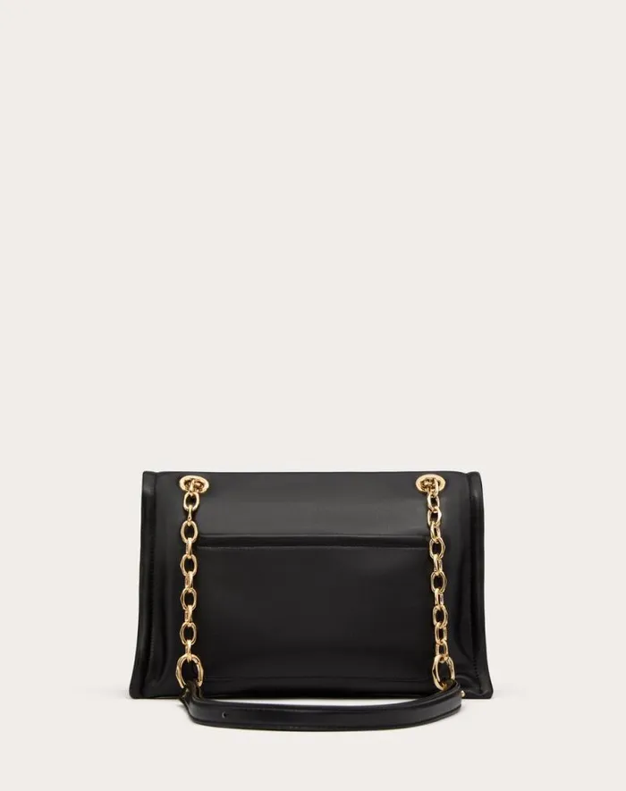 Valentino Shoulder Bags Woman Vlogo Chain Nappa Leather Shoulder Bag With Chain For Woman In Black Black