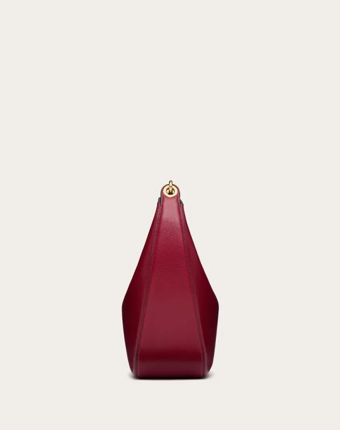 Valentino Shoulder Bags Woman Vlogo Moon Medium Grainy Calfskin Hobo Bag With Chain For Woman In Almond Almond