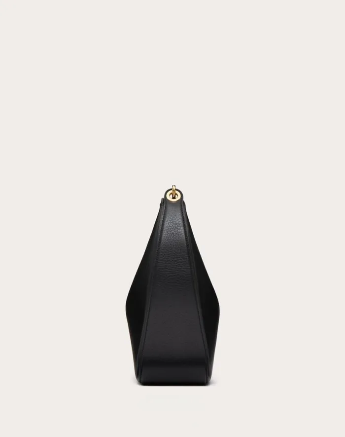 Valentino Shoulder Bags Woman Vlogo Moon Medium Grainy Calfskin Hobo Bag With Chain For Woman In Almond Almond