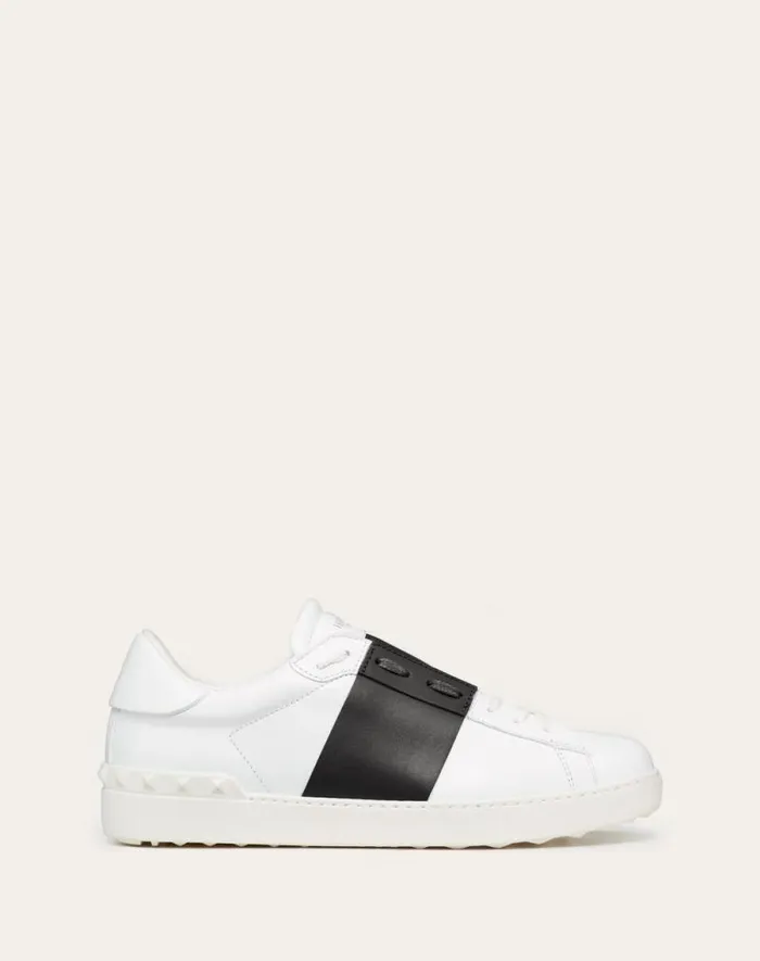 Valentino Sneakers Man Calfskin Open Sneaker For Man In Whitemarine Whitemarine