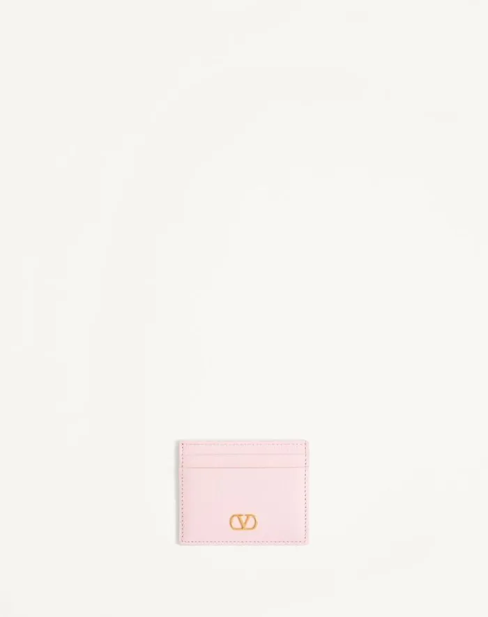 Valentino Wallets And Small Leather Goods Woman Vlogo Signature Grainy Calfskin Card Holder For Woman In Black Black