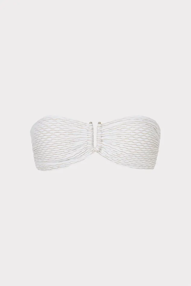 Verone Texture Waves Bandeau Top White Women Milly Swim and Coverups