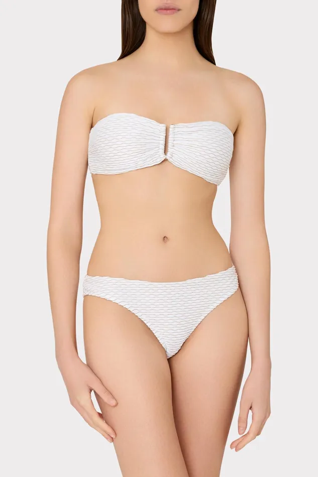 Verone Texture Waves Bandeau Top White Women Milly Swim and Coverups