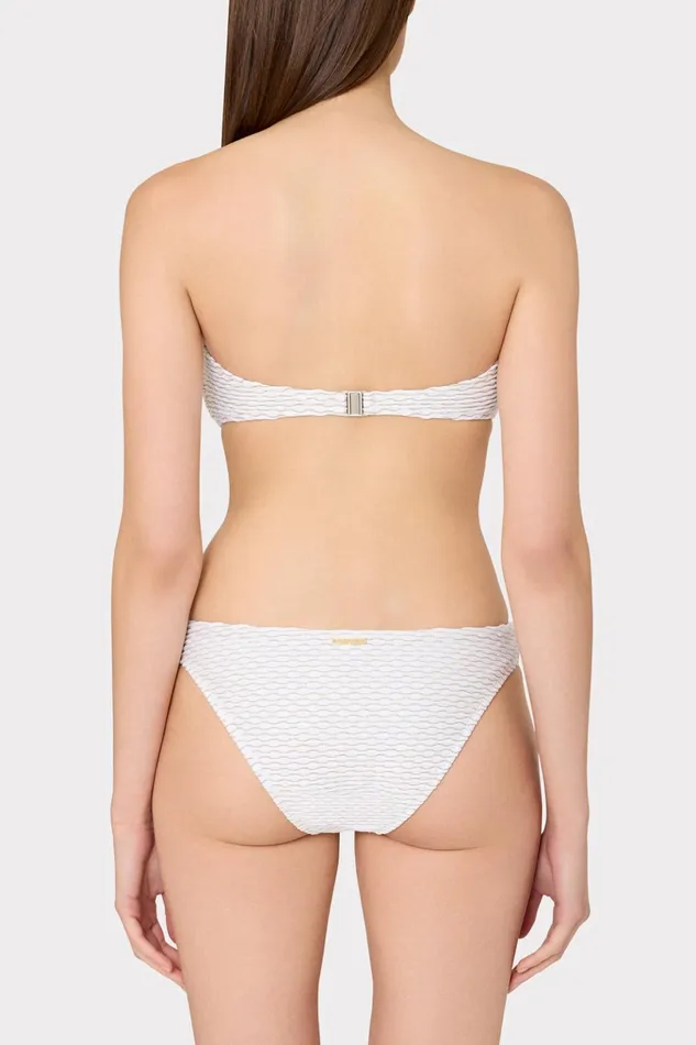 Verone Texture Waves Bandeau Top White Women Milly Swim and Coverups