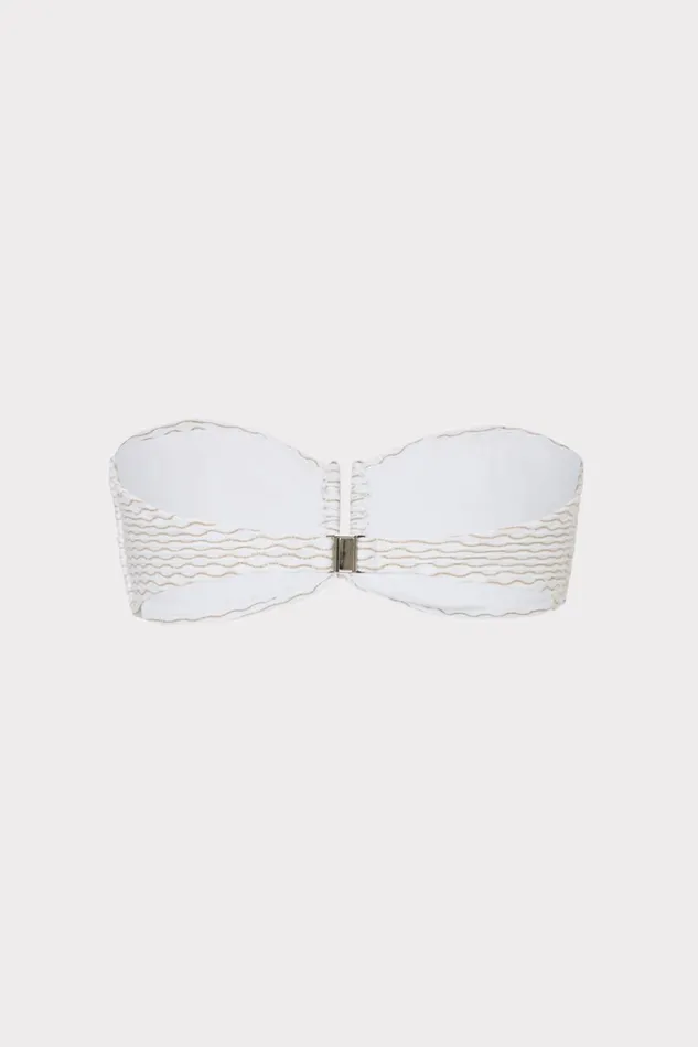 Verone Texture Waves Bandeau Top White Women Milly Swim and Coverups