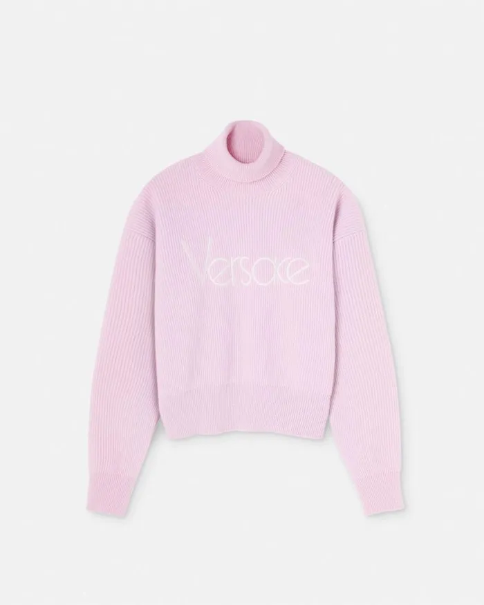 Versace 1978 ReEdition Logo Sweater Light Pink Women Knitwear