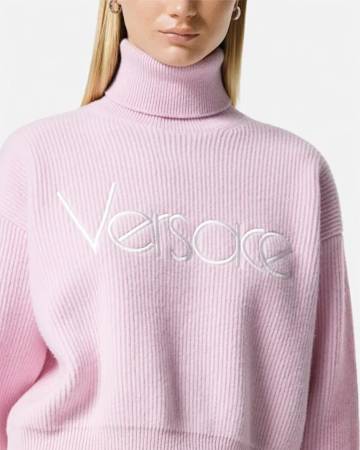 Versace 1978 ReEdition Logo Sweater Light Pink Women Knitwear Versace 1978 ReEdition Logo Sweater Light Pink Women Knitwear