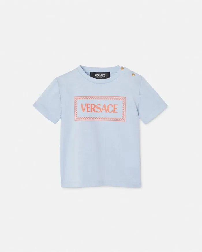Versace 90s Vintage Logo Baby TShirt Light Blue Children Clothing