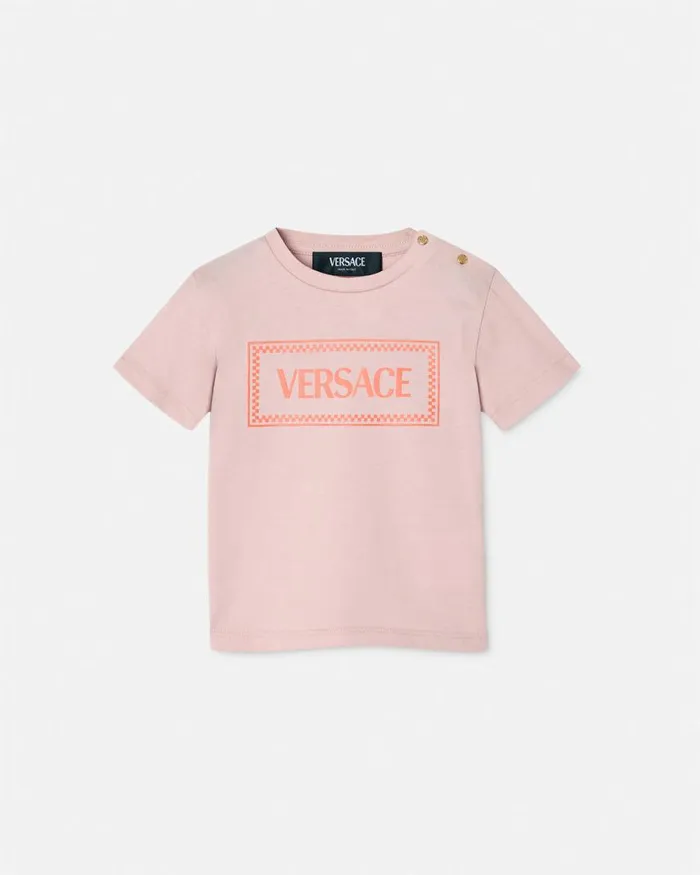 Versace 90s Vintage Logo Baby TShirt Light Pink Children Clothing