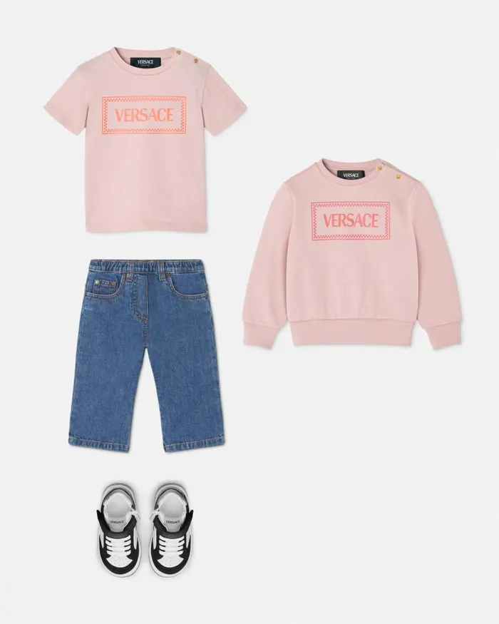 Versace 90s Vintage Logo Baby TShirt Light Pink Children Clothing Versace 90s Vintage Logo Baby TShirt Light Pink Children Clothing