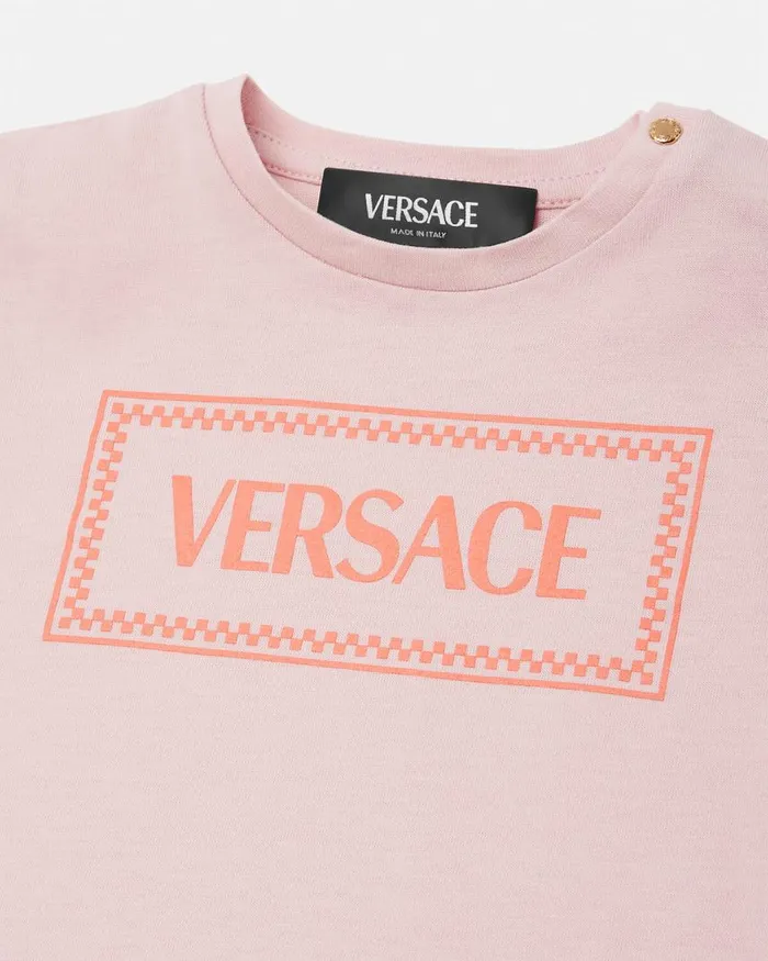 Versace 90s Vintage Logo Baby TShirt Light Pink Children Clothing Versace 90s Vintage Logo Baby TShirt Light Pink Children Clothing