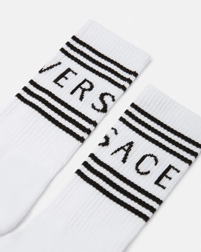 Versace 90s Vintage Logo Socks White Men Socks Versace 90s Vintage Logo Socks White Men Socks