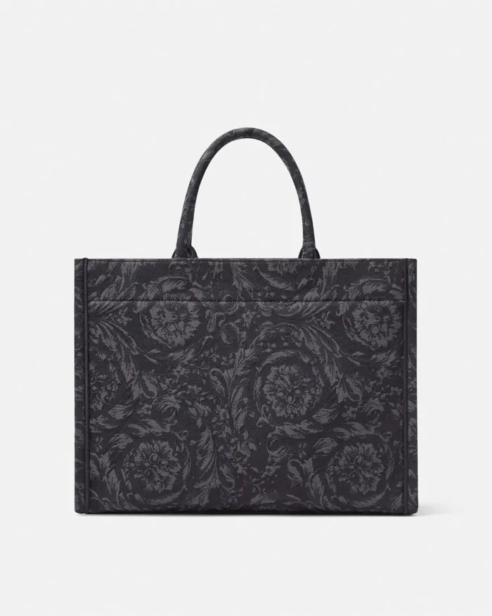 Versace Athena Year Of The Dragon Medium Tote Bag Blackprint WomenMen Totes