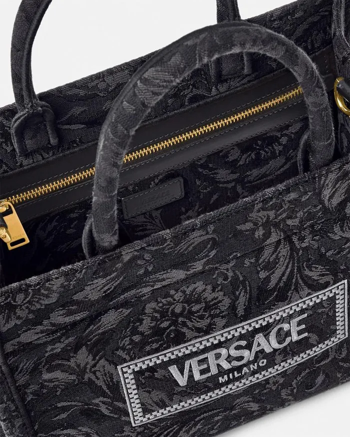 Versace Barocco Athena Small Tote Bag Blackprint Women Totes Versace Barocco Athena Small Tote Bag Blackprint Women Totes