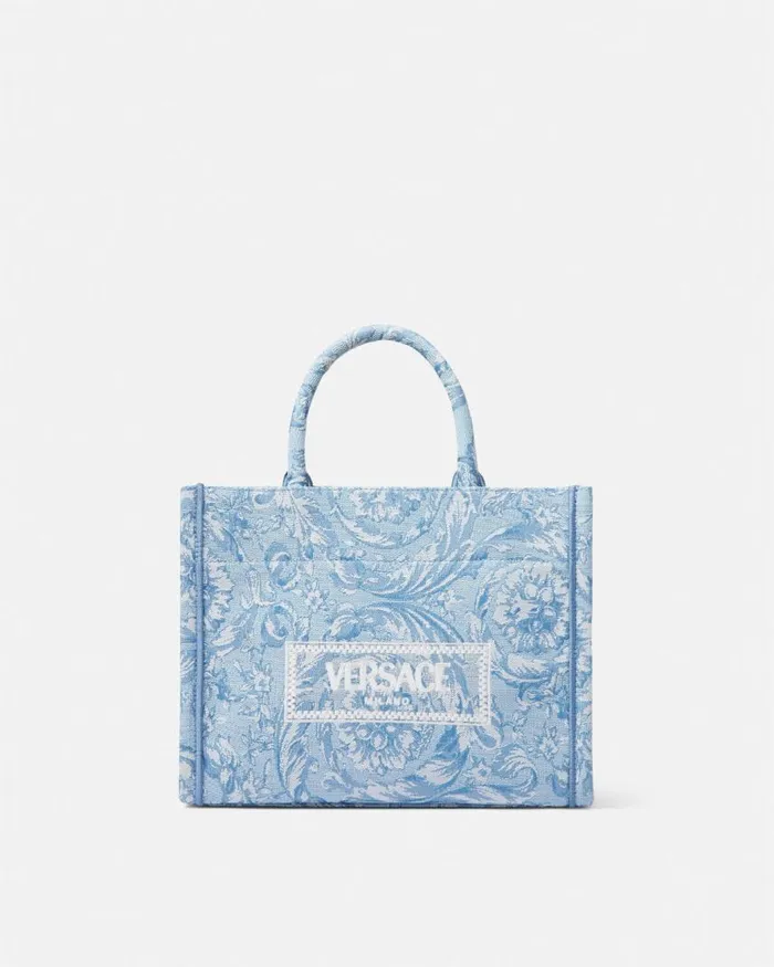 Versace Barocco Athena Small Tote Bag Light Blue Women Totes