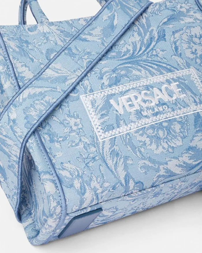 Versace Barocco Athena Small Tote Bag Light Blue Women Totes Versace Barocco Athena Small Tote Bag Light Blue Women Totes
