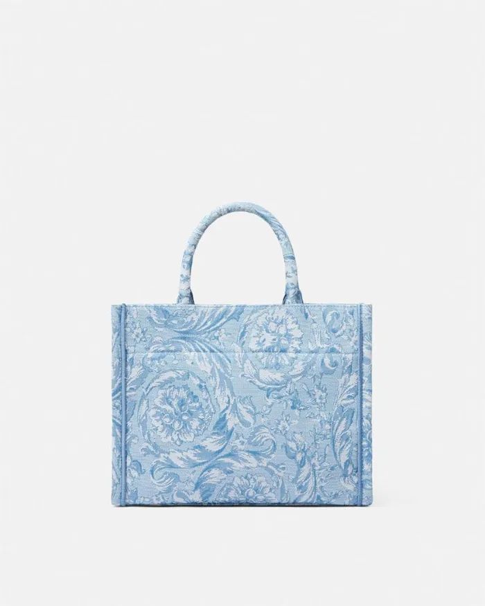 Versace Barocco Athena Small Tote Bag Light Blue Women Totes Versace Barocco Athena Small Tote Bag Light Blue Women Totes