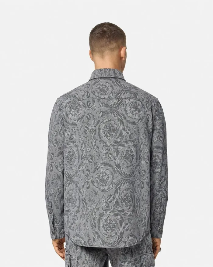 Versace Barocco Jacquard Gabardine Overshirt Gray Men Jackets and Coats Versace Barocco Jacquard Gabardine Overshirt Gray Men Jackets and Coats