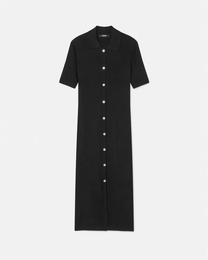 Versace Barocco Knit Midi Dress Black Women Dresses