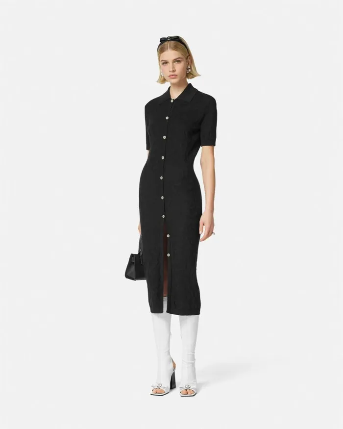 Versace Barocco Knit Midi Dress Black Women Dresses Versace Barocco Knit Midi Dress Black Women Dresses