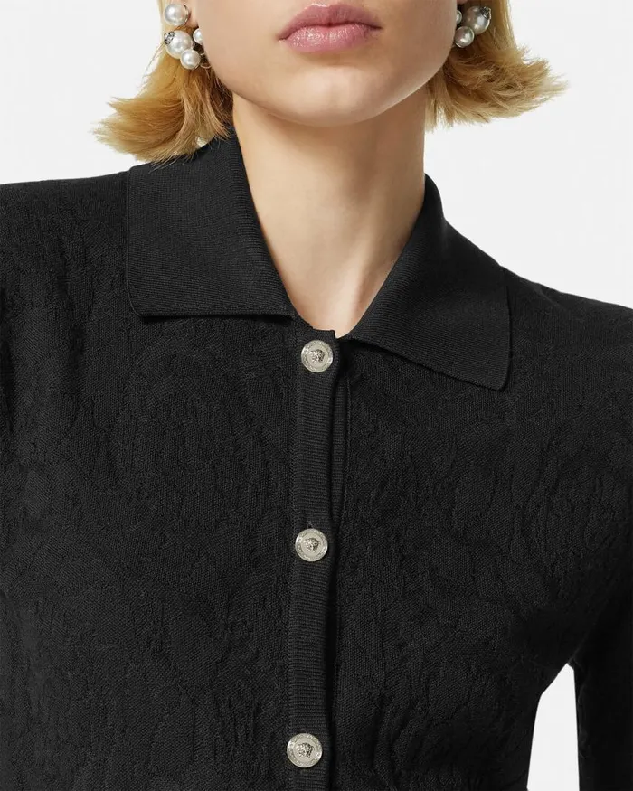 Versace Barocco Knit Midi Dress Black Women Dresses Versace Barocco Knit Midi Dress Black Women Dresses