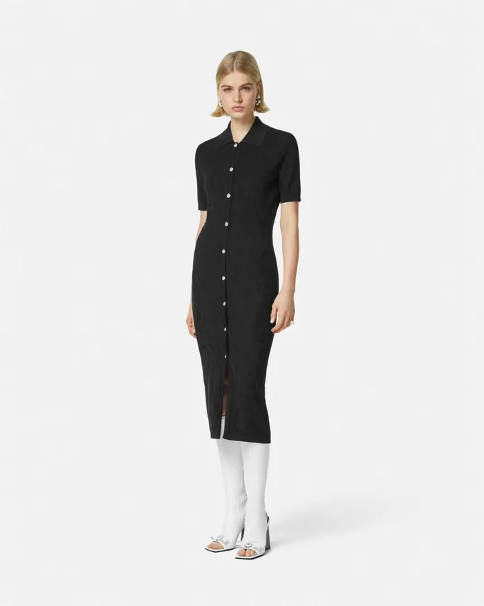 Versace Barocco Knit Midi Dress Black Women Dresses Versace Barocco Knit Midi Dress Black Women Dresses