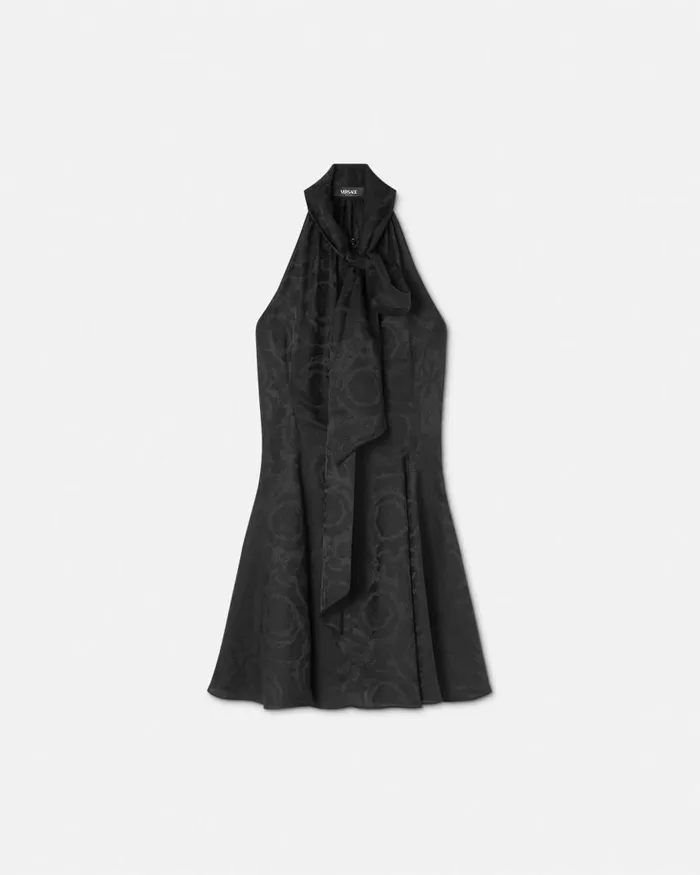 Versace Barocco Lavallire Mini Dress Black Women Dresses