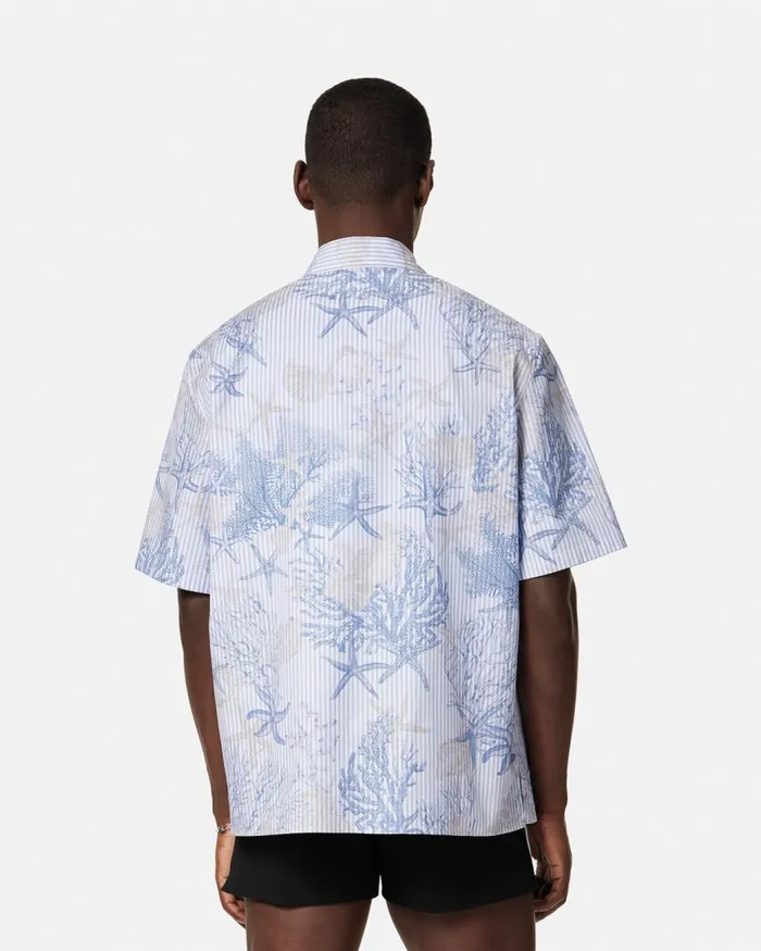 Versace Barocco Sea Striped Shirt Blueprint Men Shirts Versace Barocco Sea Striped Shirt Blueprint Men Shirts
