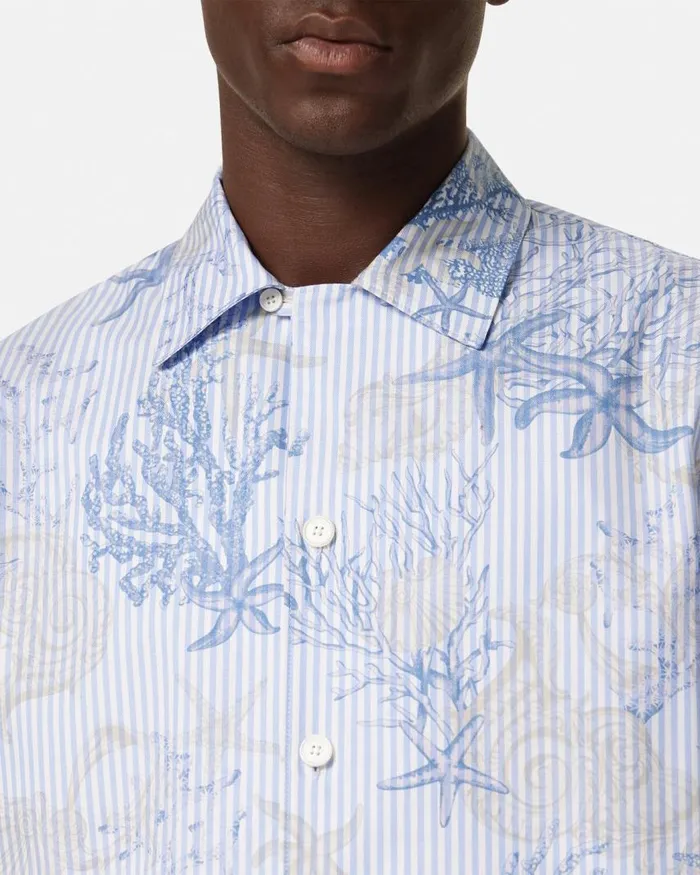 Versace Barocco Sea Striped Shirt Blueprint Men Shirts Versace Barocco Sea Striped Shirt Blueprint Men Shirts
