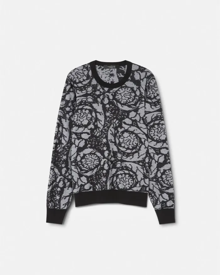 Versace Barocco Silhouette Vanis Sweater Blacksilver Men Knitwear