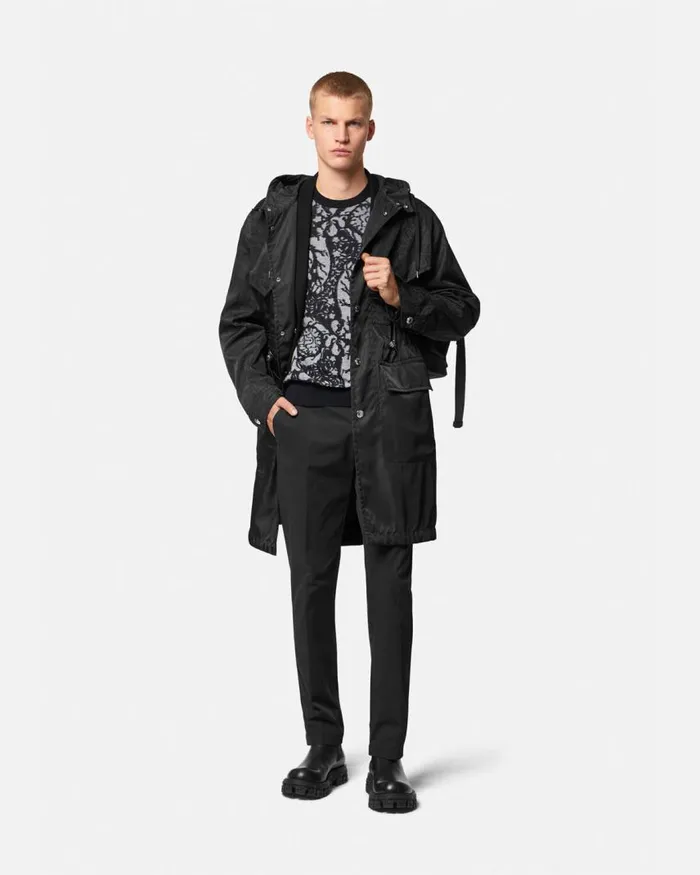 Versace Barocco Silhouette Vanis Sweater Blacksilver Men Knitwear Versace Barocco Silhouette Vanis Sweater Blacksilver Men Knitwear