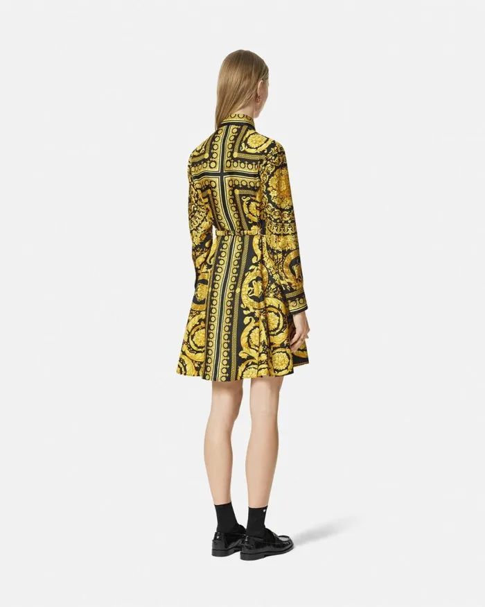 Versace Barocco Silk Shirt Mini Dress Blackprint Women Dresses Versace Barocco Silk Shirt Mini Dress Blackprint Women Dresses