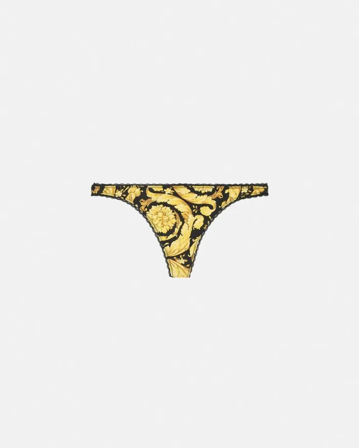 Versace Barocco Thong Blackprint Women Bras and Briefs
