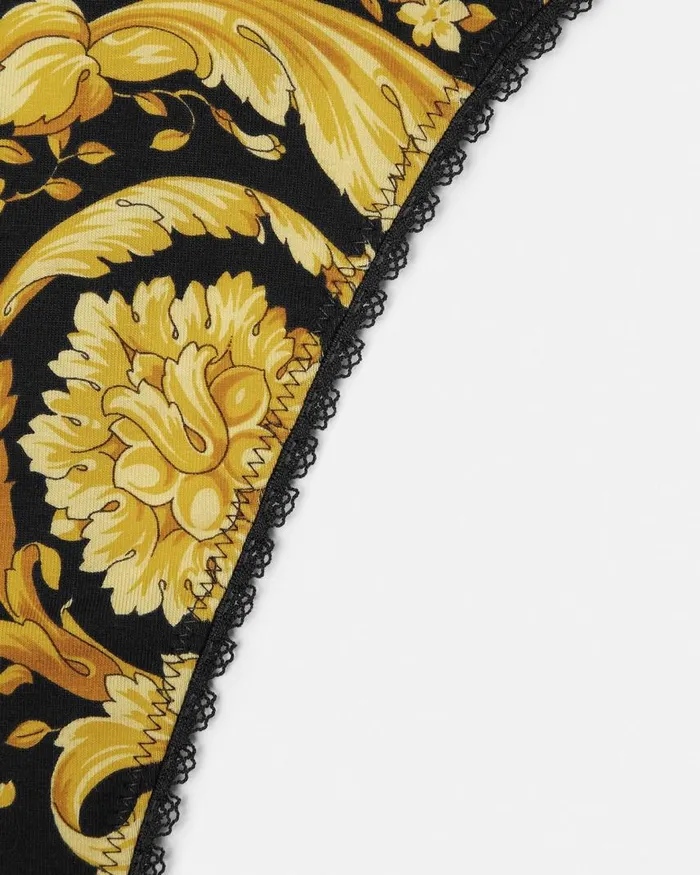 Versace Barocco Thong Blackprint Women Bras and Briefs Versace Barocco Thong Blackprint Women Bras and Briefs
