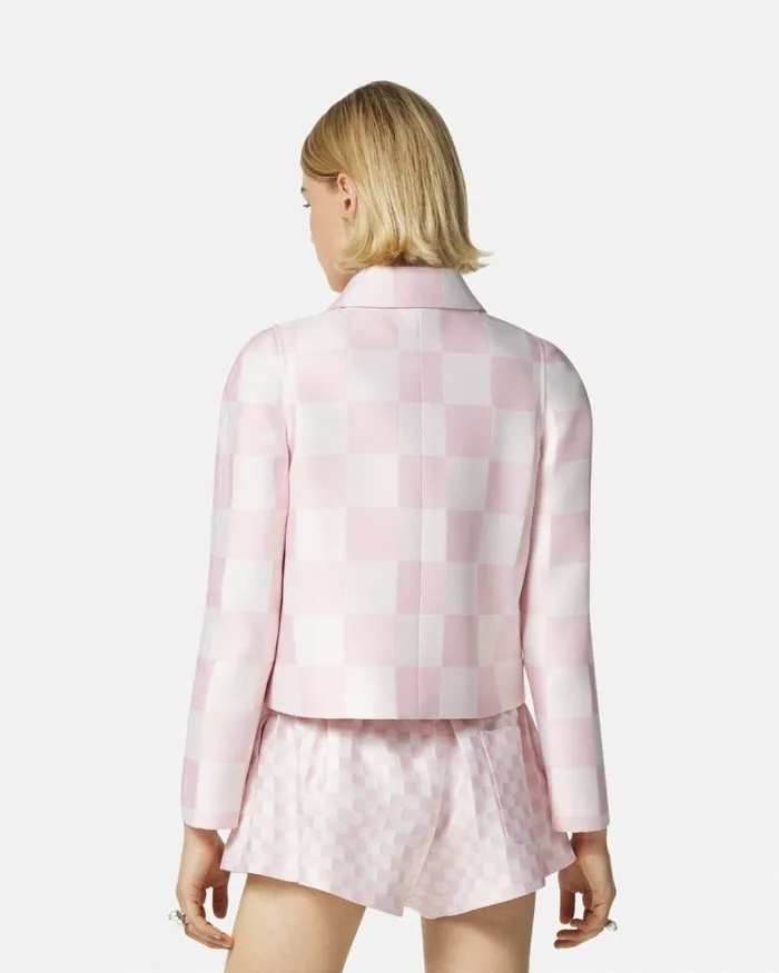 Versace Contrasto Duchesse Crop Blouson Jacket Light Pink Women Outerwear and Coats Versace Contrasto Duchesse Crop Blouson Jacket Light Pink Women Outerwear and Coats
