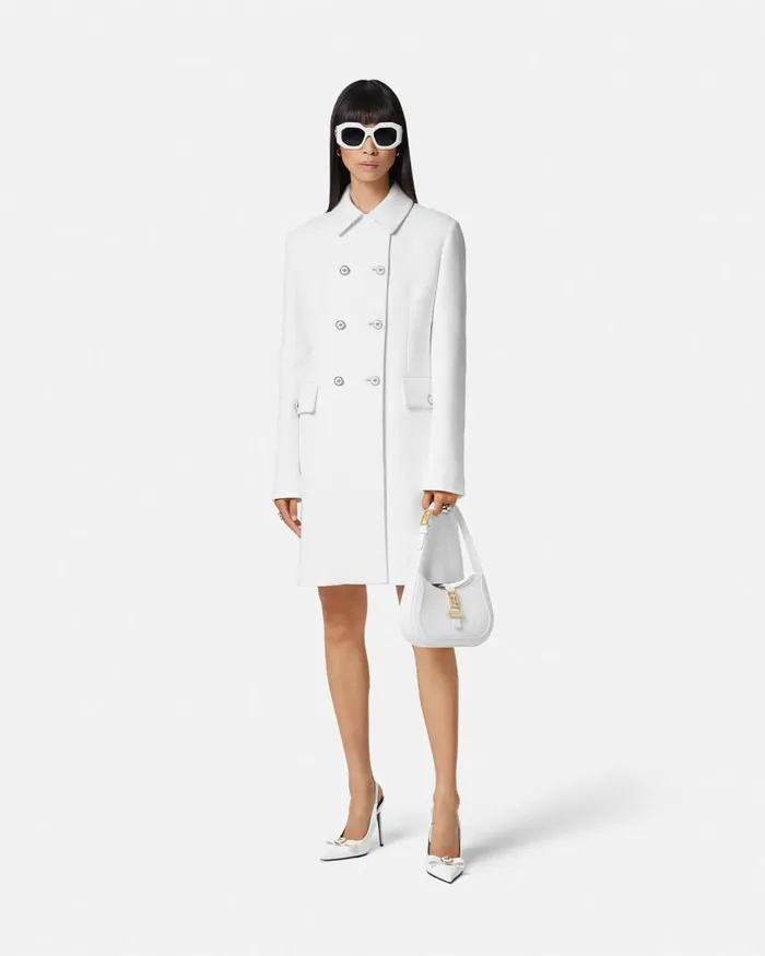 Versace Crpe DoubleBreasted Aline Coat White Women Outerwear and Coats Versace Crpe DoubleBreasted Aline Coat White Women Outerwear and Coats
