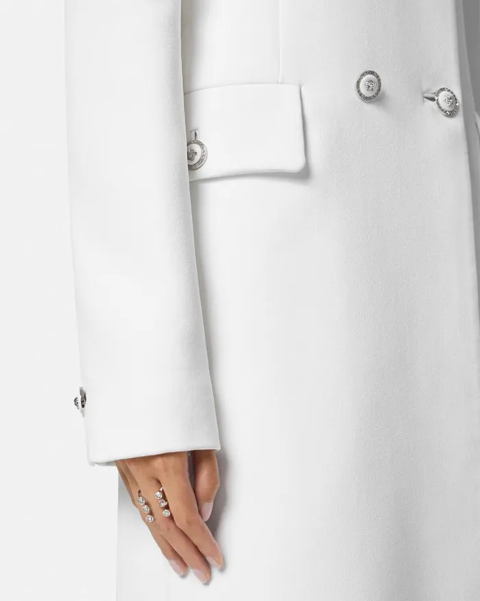 Versace Crpe DoubleBreasted Aline Coat White Women Outerwear and Coats Versace Crpe DoubleBreasted Aline Coat White Women Outerwear and Coats