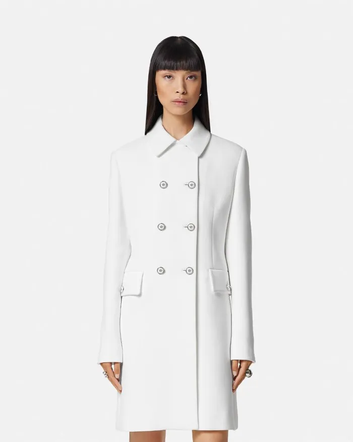 Versace Crpe DoubleBreasted Aline Coat White Women Outerwear and Coats Versace Crpe DoubleBreasted Aline Coat White Women Outerwear and Coats