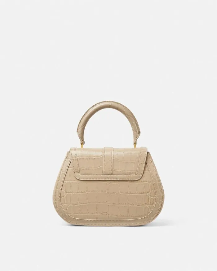 Versace CrocEffect Greca Goddess Top Handle Bag Beige Women Top Handle Versace CrocEffect Greca Goddess Top Handle Bag Beige Women Top Handle
