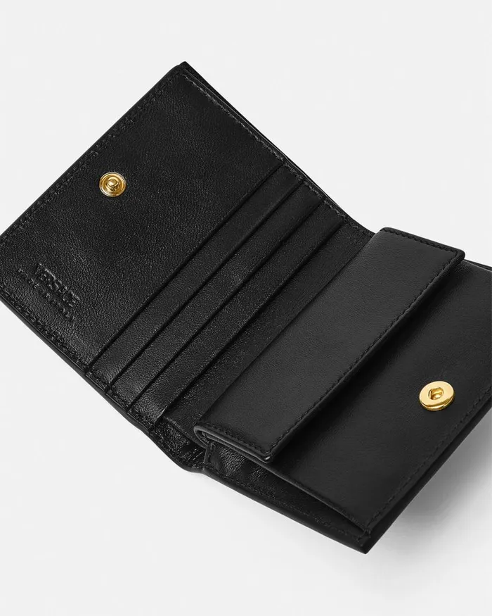 Versace CrocEffect Greca Goddess Wallet Blackgold Women Wallets