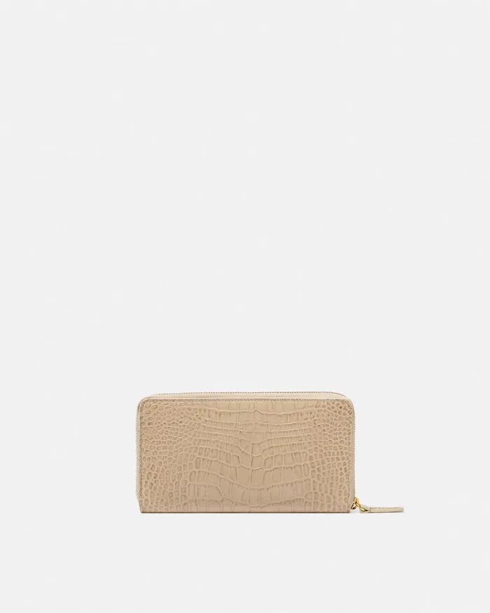 Versace CrocEffect La Medusa Long Wallet Beige Women Wallets