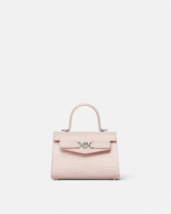Versace CrocEffect Medusa 03995 Small Handbag Light Pink Women Top Handle