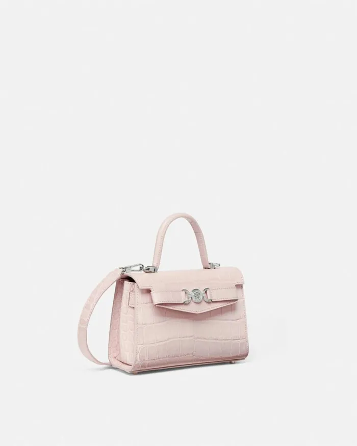 Versace CrocEffect Medusa 03995 Small Handbag Light Pink Women Top Handle Versace CrocEffect Medusa 03995 Small Handbag Light Pink Women Top Handle