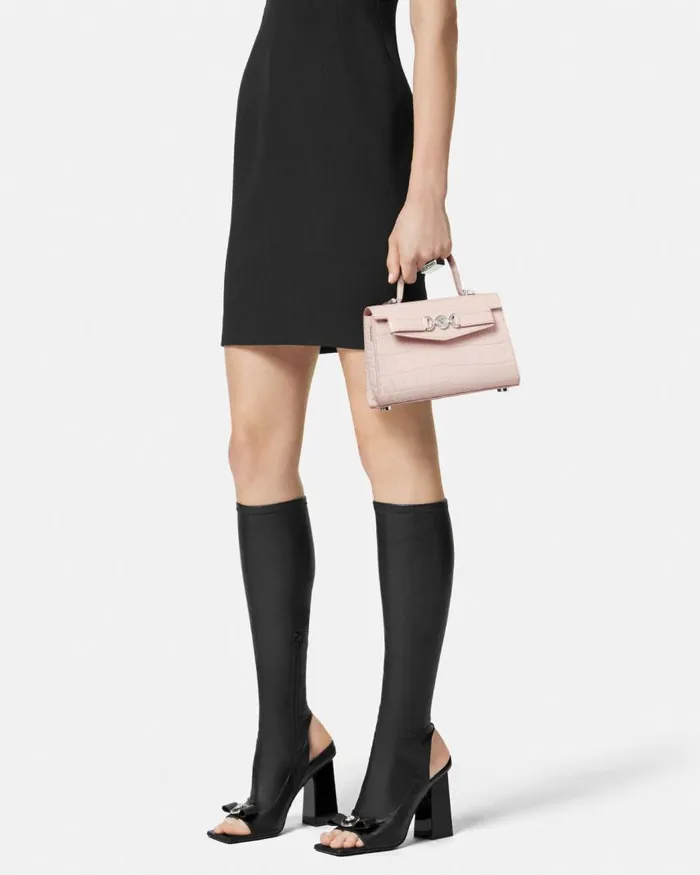 Versace CrocEffect Medusa 03995 Small Handbag Light Pink Women Top Handle Versace CrocEffect Medusa 03995 Small Handbag Light Pink Women Top Handle