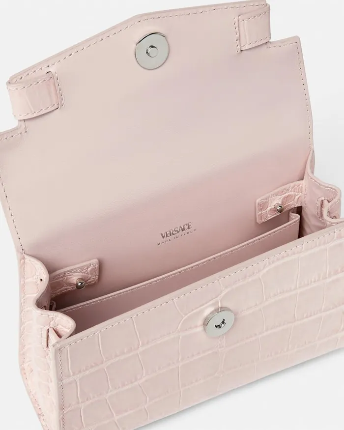 Versace CrocEffect Medusa 03995 Small Handbag Light Pink Women Top Handle Versace CrocEffect Medusa 03995 Small Handbag Light Pink Women Top Handle
