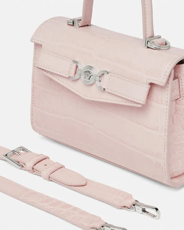 Versace CrocEffect Medusa 03995 Small Handbag Light Pink Women Top Handle Versace CrocEffect Medusa 03995 Small Handbag Light Pink Women Top Handle