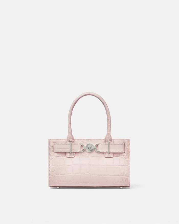 Versace CrocEffect Medusa 03995 Small Tote Bag Light Pink Women Totes