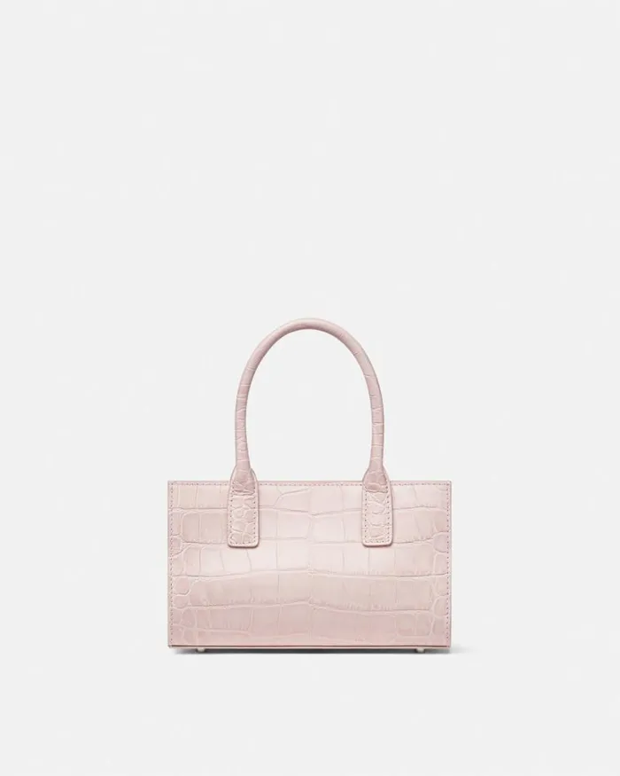 Versace CrocEffect Medusa 03995 Small Tote Bag Light Pink Women Totes Versace CrocEffect Medusa 03995 Small Tote Bag Light Pink Women Totes