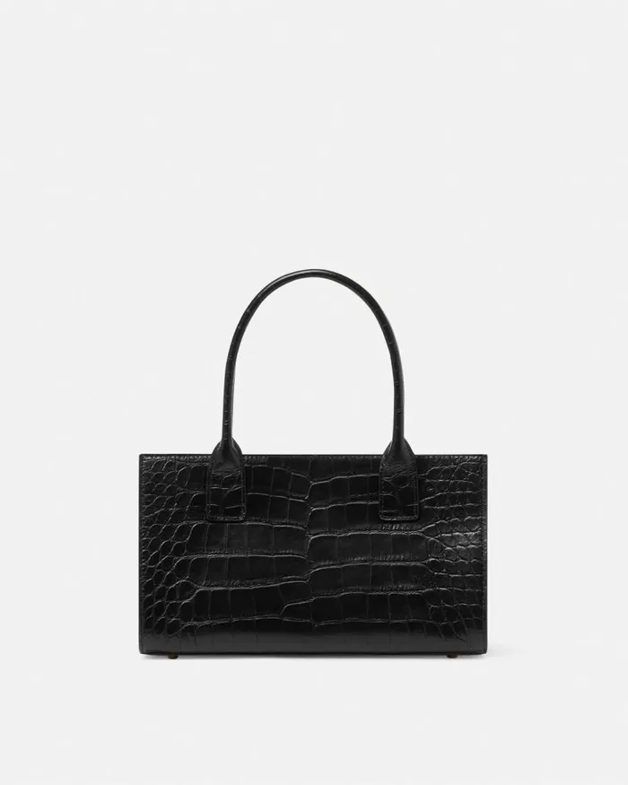 Versace CrocEffect Medusa 03995 Tote Bag Blackgold Women Totes Versace CrocEffect Medusa 03995 Tote Bag Blackgold Women Totes