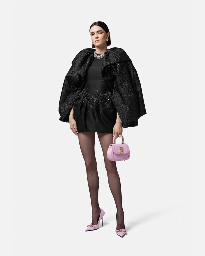 Versace Crystal Folded Mini Dress Black Women Dresses Versace Crystal Folded Mini Dress Black Women Dresses
